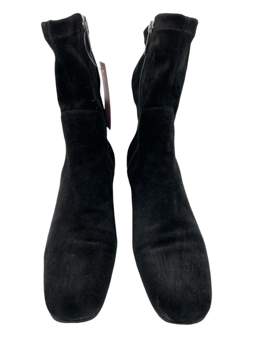 Aquatalia Shoe Size 10 Black Suede Block Heel Side Zip Round Almond Toe Booties Black / 10