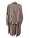 European Culture Size L Beige Cotton Blend layered Collared Button Up Midi Dress Beige / L