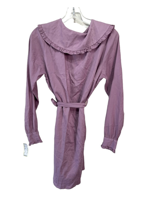 Stark X Size XS/S Purple Cotton Button Up Tie Detail Ruffle Dress Purple / XS/S