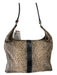 lancel Tan & black Canvas & Leather Magnetic Snap Snakeskin Print Bag Tan & black