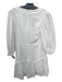 Karlie Size M White Cotton 3/4 Sleeve Perforated Back Zip V Neck Dress White / M