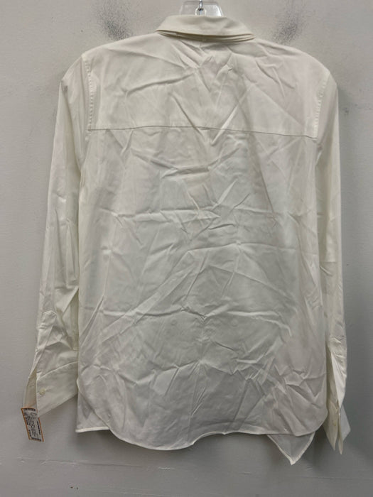Brunello Cucinelli Size Est Small White Long Sleeve Button Front Collar Top