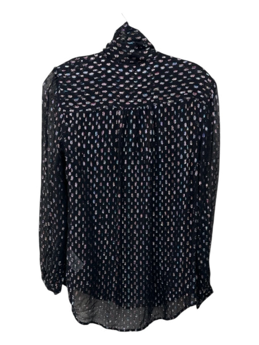 J Crew Size XS Black & Multi Viscose Blend Metallic Detail Camisole Tie Neck Top Black & Multi / XS