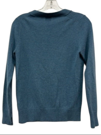 Ann Mashburn Size S Light Teal Cashmere Heathered Pockets Ribbed Accents Sweater Light Teal / S