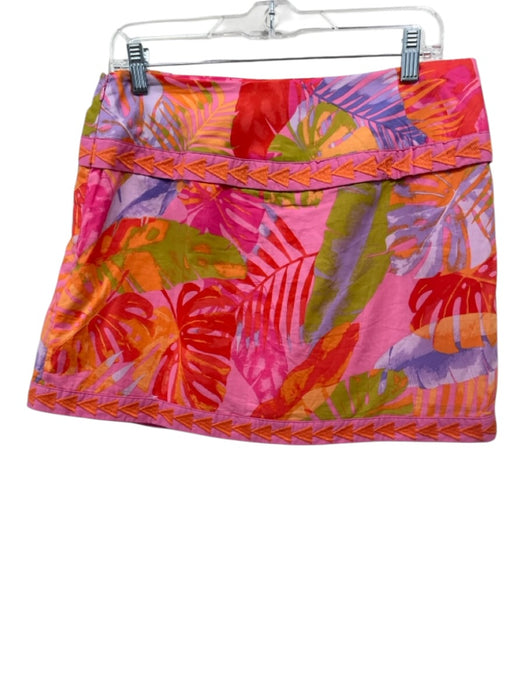 J. Marie Size M Pink, Orange, multi Cotton Abstract Floral Embroidered Skirt Pink, Orange, multi / M