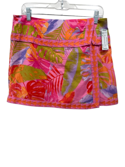 J. Marie Size M Pink, Orange, multi Cotton Abstract Floral Embroidered Skirt Pink, Orange, multi / M