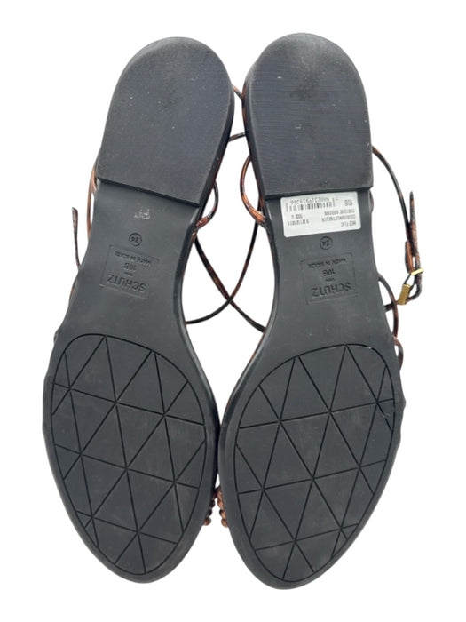 Schutz Shoe Size 10 Tortoise brown Leather All Over Print Ankle Strap Sandals Tortoise brown / 10