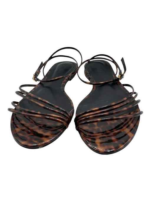 Schutz Shoe Size 10 Tortoise brown Leather All Over Print Ankle Strap Sandals Tortoise brown / 10