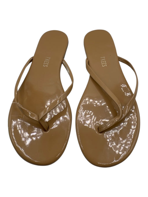 Tkees Shoe Size 10 Beige Leather Round Toe Flip Flop Sandals Beige / 10