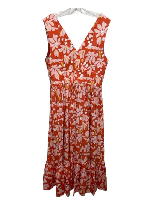 Sachin + Babi Size 10 Orange & Peach Cotton Sleeveless Floral Side Zip Dress Orange & Peach / 10
