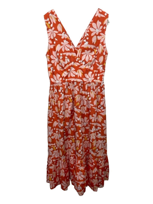 Sachin + Babi Size 10 Orange & Peach Cotton Sleeveless Floral Side Zip Dress Orange & Peach / 10
