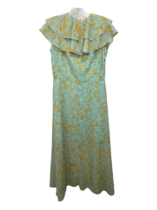 Sachin + Babi Size 10 Mint Green & Yellow Polyester Sleeveless Ruffled Dress Mint Green & Yellow / 10