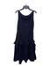 Adeam Size M Navy Polyester Sleeveless Drop Waist Pleat & Ruffle Detail Dress Navy / M