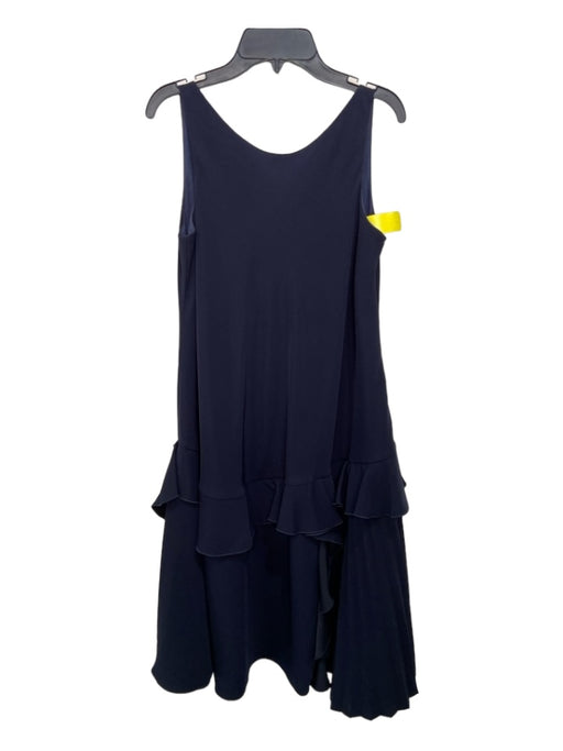 Adeam Size M Navy Polyester Sleeveless Drop Waist Pleat & Ruffle Detail Dress Navy / M