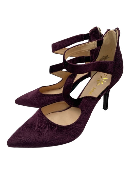 Nine West Shoe Size 8 Merlot Red Velvet Paisley Jacquard Print Pointed Toe Pumps Merlot Red / 8