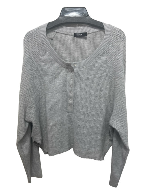 Aqua Size Est S Gray Knit Half Button Long Sleeve Waffle Top Gray / Est S