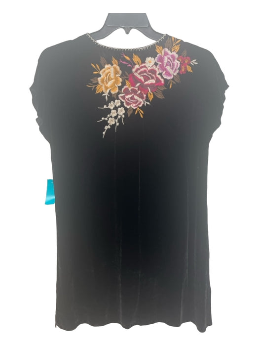 Johnny Was Size M Black, yellow, Pink Rayon Blend Floral Embroidered Shift Dress Black, yellow, Pink / M