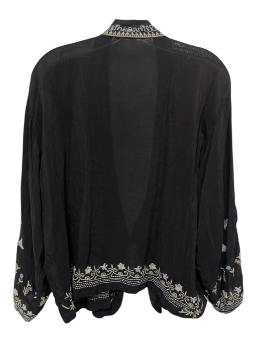 Johnny Was Size S Black, Blue, Multi Rayon Embroidered Floral Print Top Black, Blue, Multi / S