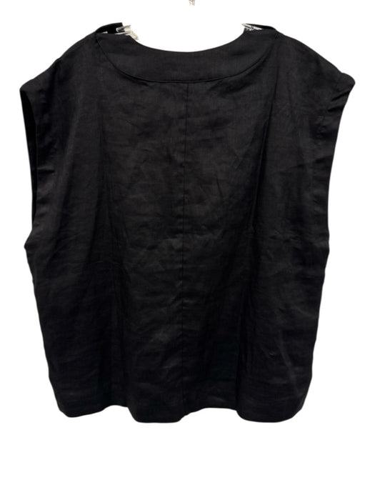 Banana Republic Size M Black Linen Cap Sleeve V Neck Surplice Top Black / M
