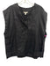 Banana Republic Size M Black Linen Cap Sleeve V Neck Surplice Top Black / M