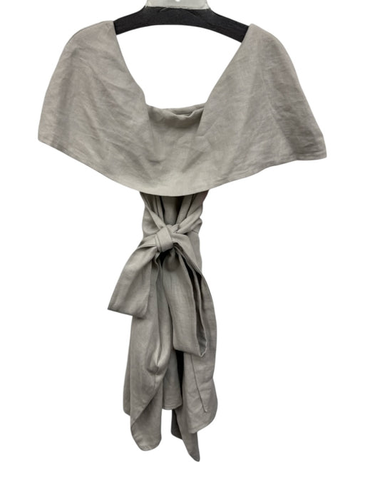 No Brand Size Light Gray Linen Wide Neck Fold Collar Midi Dress Light Gray