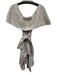 No Brand Size Light Gray Linen Wide Neck Fold Collar Midi Dress Light Gray