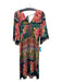 Farm Rio Size Small Black, Orange & Multi Print Viscose 3/4 Flare Sleeve Dress Black, Orange & Multi Print / Small