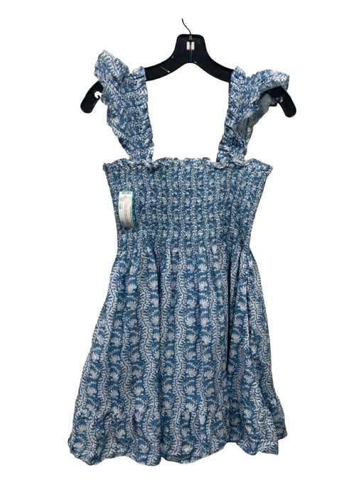 Hill House Size Large Baby Blue Cotton Blend Ruffle Straps Floral Dress Baby Blue / Large