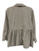 Pomander Place Size S Brown & White Cotton & Linen Gingham Long Sleeve Pleat Top Brown & White / S