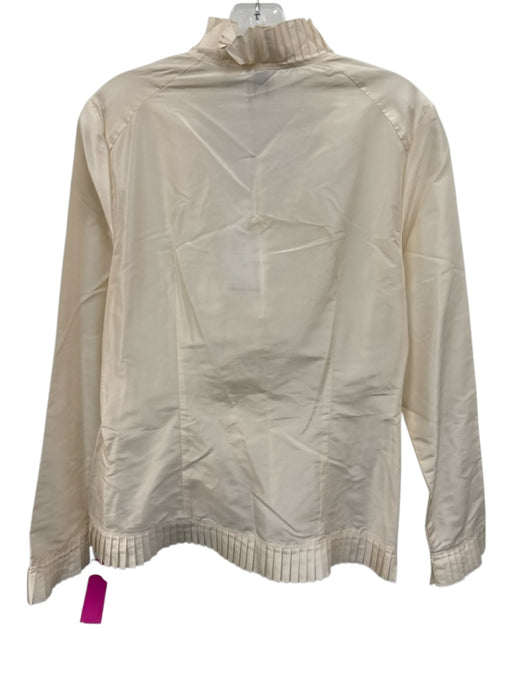 Worth Size 6 White Silk Long Sleeve Pleated Collar Velcro closure Sheer Top White / 6
