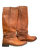 Frye Shoe Size 8 Burnt Light Brown Leather Straps Pull On Side Tabs Boots Burnt Light Brown / 8