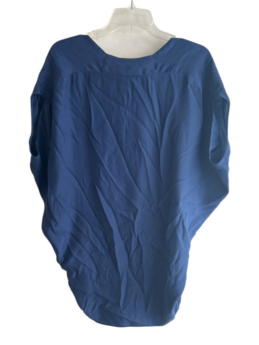 Vince Size M Navy 100% Silk Satin Bat Wing V Neck Tunic Length Top Navy / M