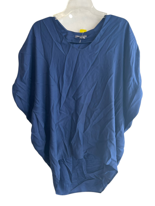 Vince Size M Navy 100% Silk Satin Bat Wing V Neck Tunic Length Top Navy / M