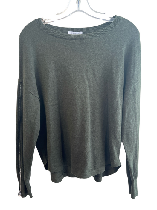 J Society Size XS Green Cotton Long Sleeve Round Neck Solid Color Knit Sweater Green / XS