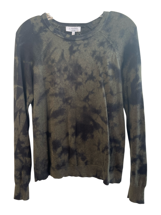 J Society Size S Green & Black Cotton Long Sleeve Tye Dye Knit Round Neck Top Green & Black / S