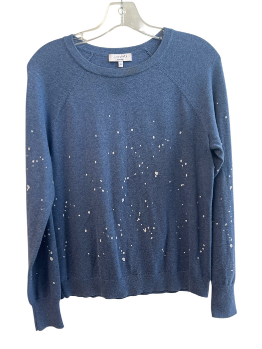 J Society Size S Blue Cotton Long Sleeve Knit Splatter dots Light Sweater Top Blue / S