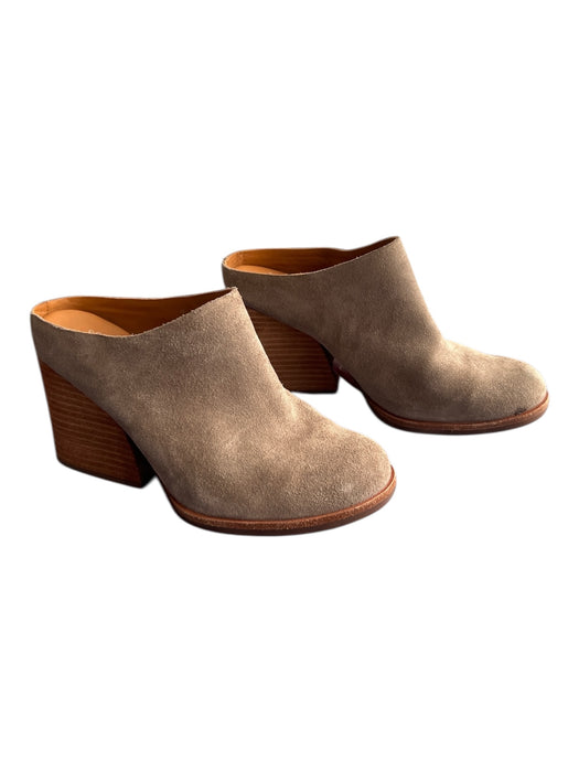 Kork-Ease Shoe Size 8 Grey & Brown Leather Suede Open Back Almond Toe Booties Grey & Brown / 8