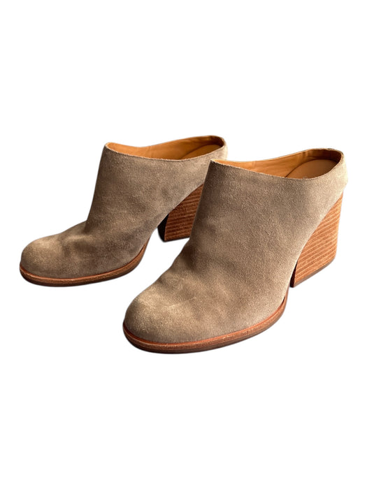Kork-Ease Shoe Size 8 Grey & Brown Leather Suede Open Back Almond Toe Booties Grey & Brown / 8