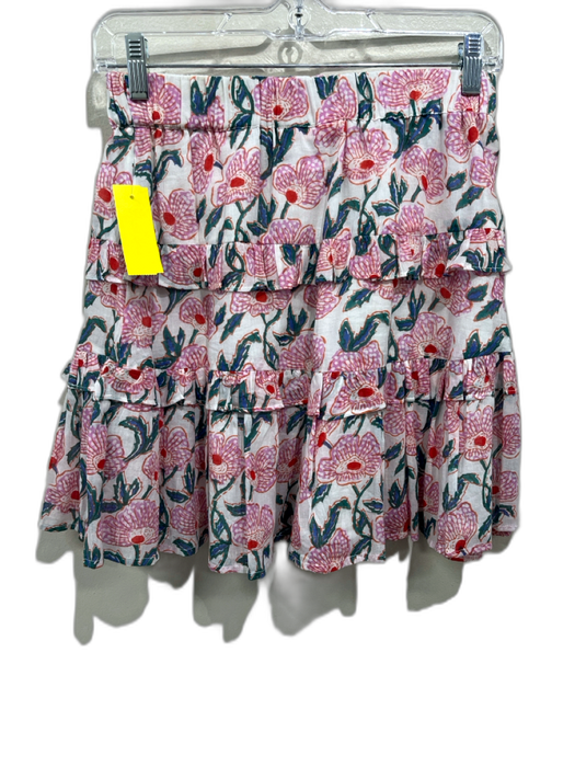 Oliphant Size XS Pink, Green, Multi Cotton Elastic Waistband Floral Print Skirt Pink, Green, Multi / XS