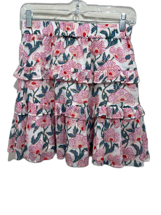 Oliphant Size XS Pink, Green, Multi Cotton Elastic Waistband Floral Print Skirt Pink, Green, Multi / XS