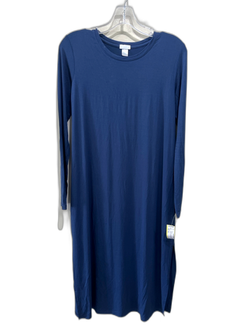 Lake Size XS Dark Blue Bamboo & Spandex Long Sleeve T Shirt Midi Dress Dark Blue / XS