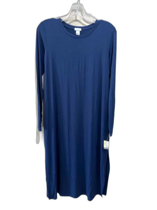 Lake Size XS Dark Blue Bamboo & Spandex Long Sleeve T Shirt Midi Dress Dark Blue / XS