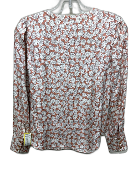 Tailored by Rebecca Taylor Size 0 Pink Brown & White Silk & Viscose Buttons Top Pink Brown & White / 0