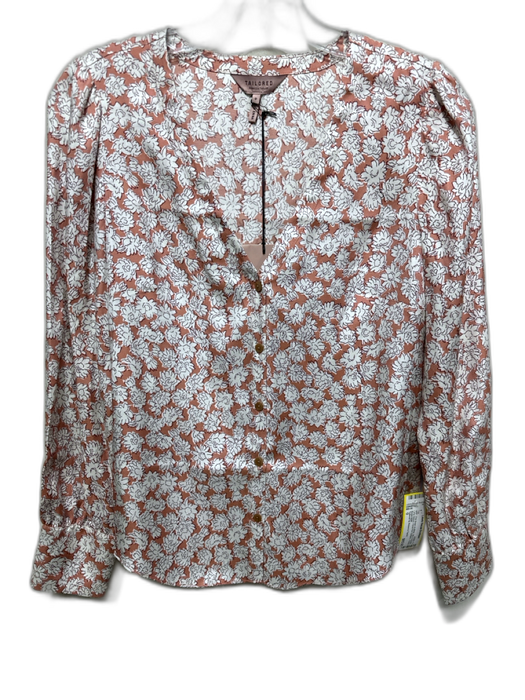 Tailored by Rebecca Taylor Size 0 Pink Brown & White Silk & Viscose Buttons Top Pink Brown & White / 0