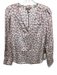Tailored by Rebecca Taylor Size 0 Pink Brown & White Silk & Viscose Buttons Top Pink Brown & White / 0