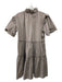 Sofia Size XS Taupe Cotton Blend Short Sleeve Tiered Quarter Button Dress Taupe / XS