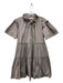 Sofia Size XS Taupe Cotton Blend Short Sleeve Tiered Quarter Button Dress Taupe / XS