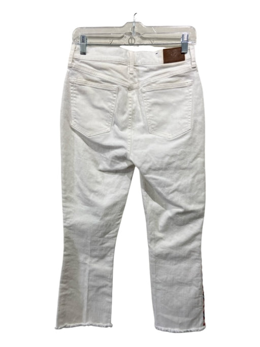 Johnny Was Size 27 White & Multi Cotton Mid Rise Slim Fit Frayed Hem Jeans White & Multi / 27