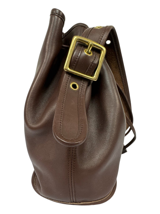 Coach Dark Brown Leather Brass Hardware Bag Dark Brown