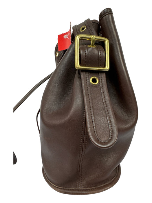 Coach Dark Brown Leather Brass Hardware Bag Dark Brown